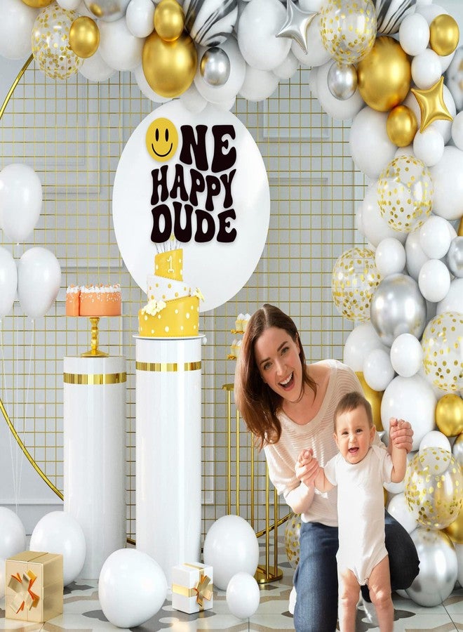 SANDOO One Happy Dude Decal - 1st Birthday Peel & Stick Decorations - Boy Smileface Stickers for Party Balloon Arch, Baby Shower Decor - Image 3